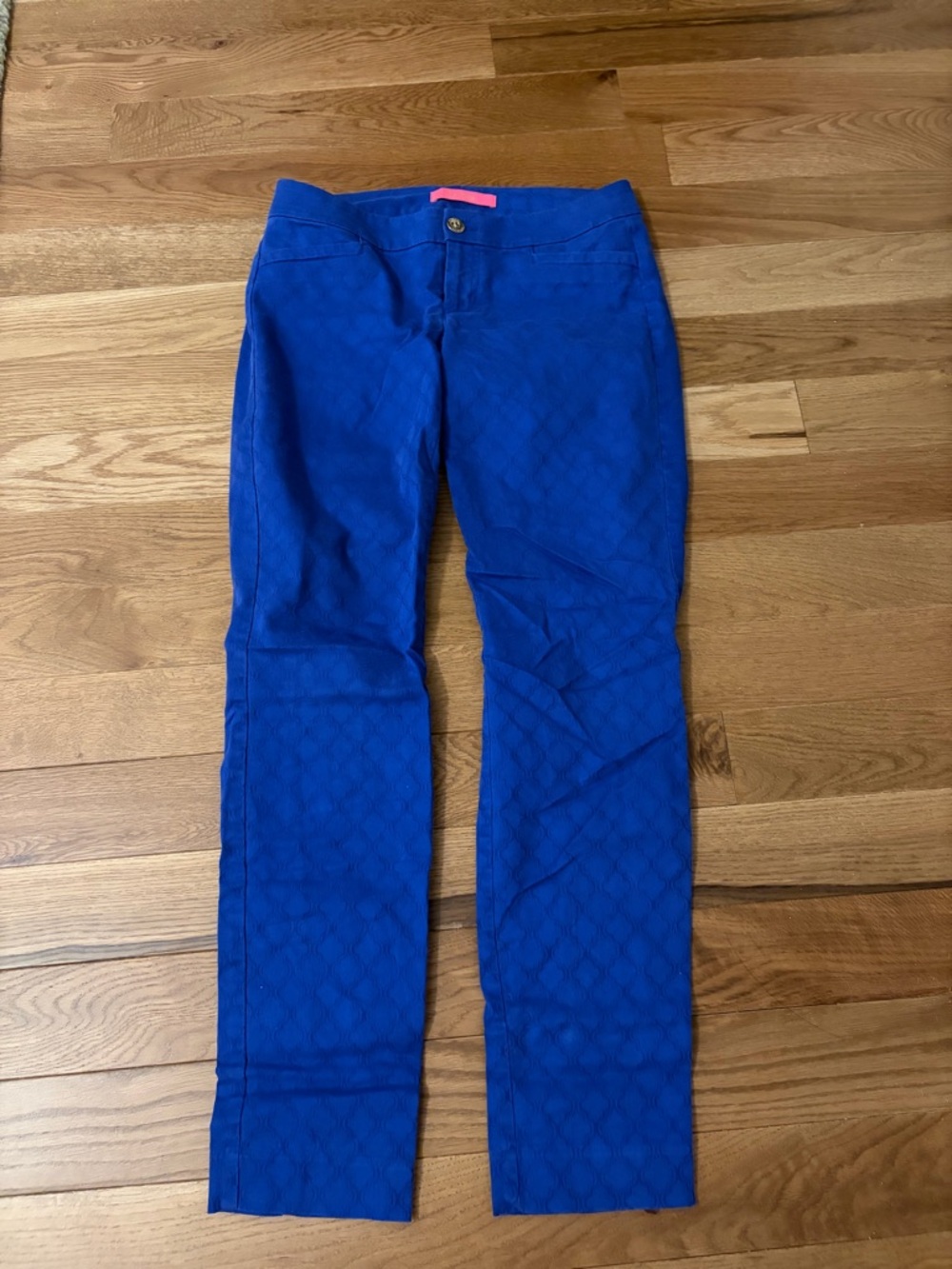 Bright Royal Blue Patterned Slim Pants